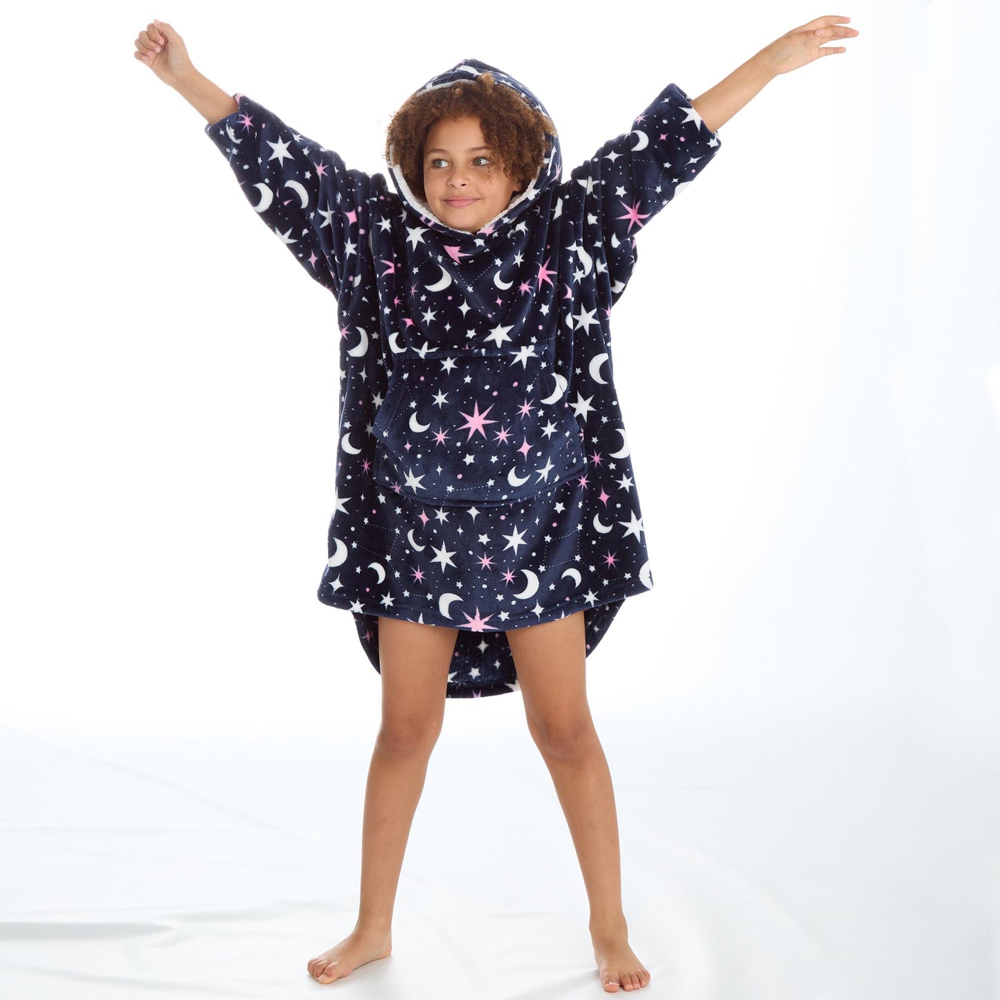 Older Girls Moon and Stars Personalised Over Sized Hoodie Wearable Blanket Loungewear