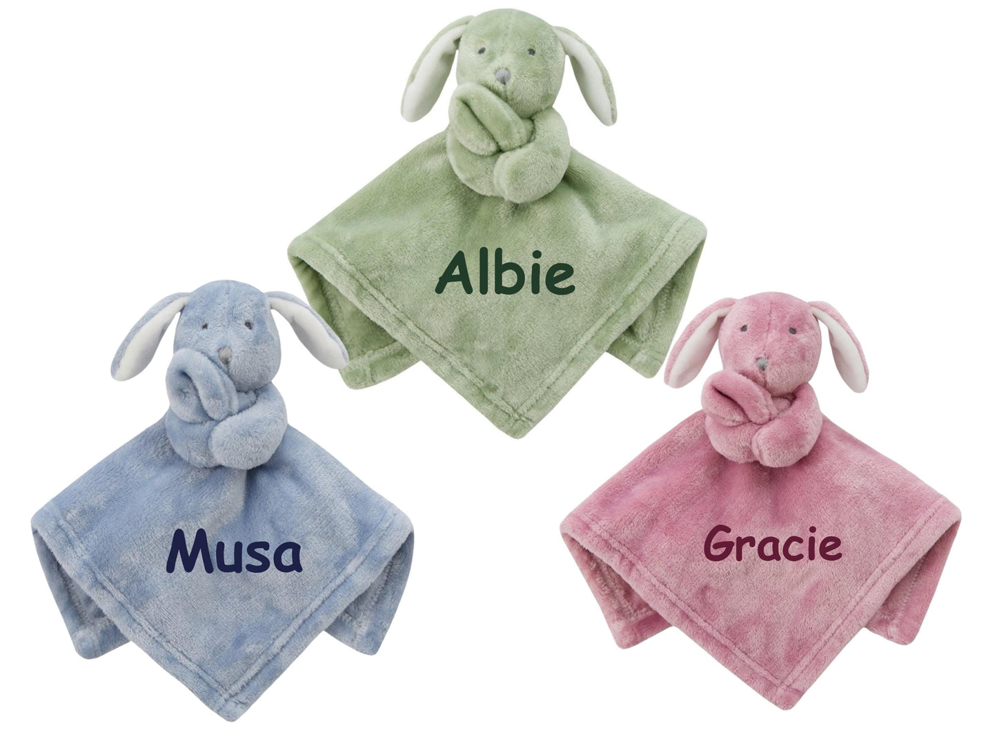 PERSONALISED with Embroidery Baby Comforter Toy Ideal Baby Shower Gift Add Name Birthday