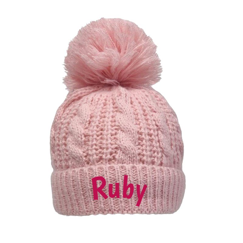 Personalised Baby Pom Pom Hat 0-12 Months Super Soft