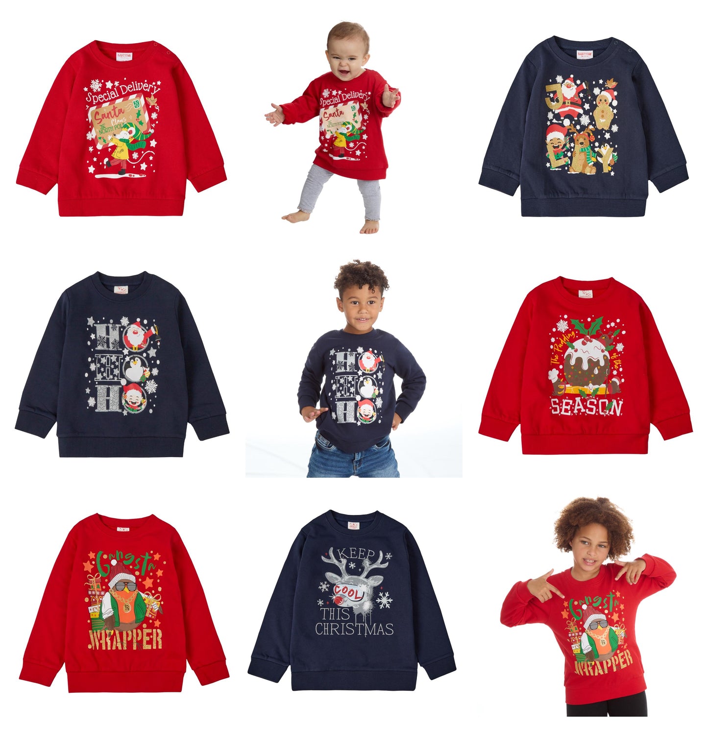 Kids Christmas Sweatshirts Age 3 months up to 13 Years Ideal For Christmas Easy Care Machine washable