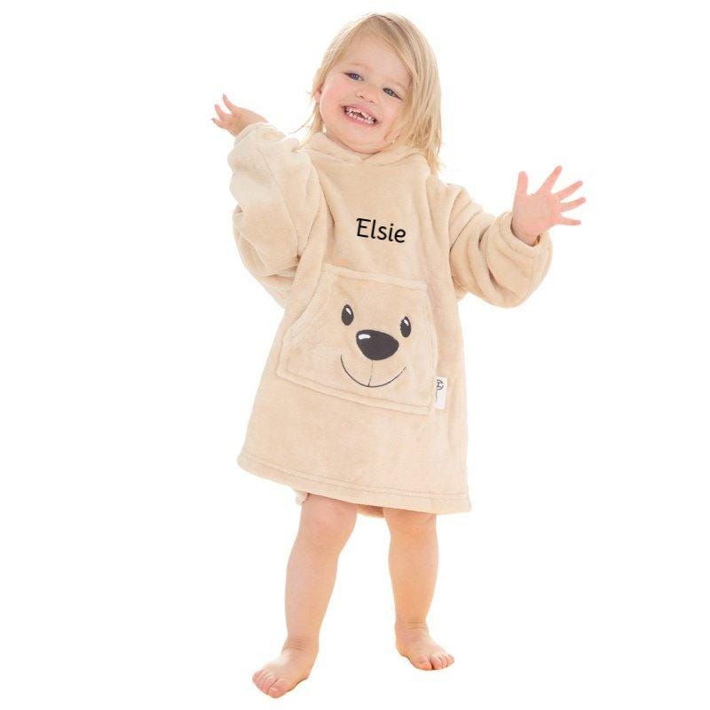 Teddy Design Childs Fleece Oversized Hoodie  Soft Cosy Fleece Personalised with Embroidery Two sizes Range from 18 months to 6 years