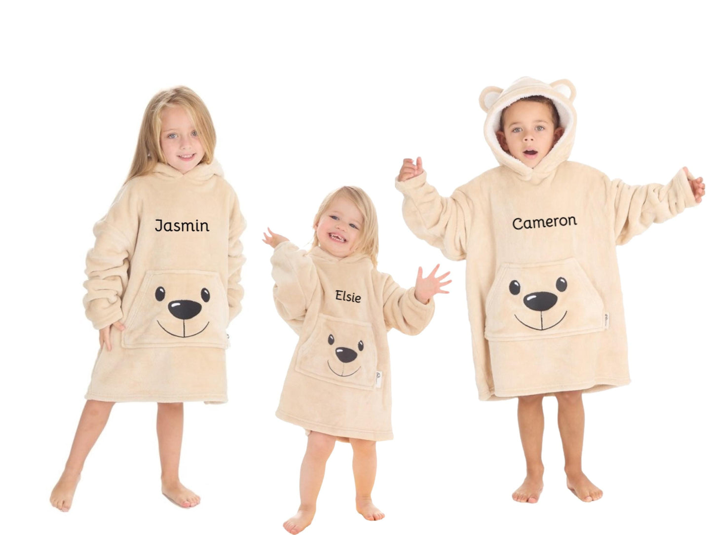 Teddy Design Childs Fleece Oversized Hoodie  Soft Cosy Fleece Personalised with Embroidery Two sizes Range from 18 months to 6 years