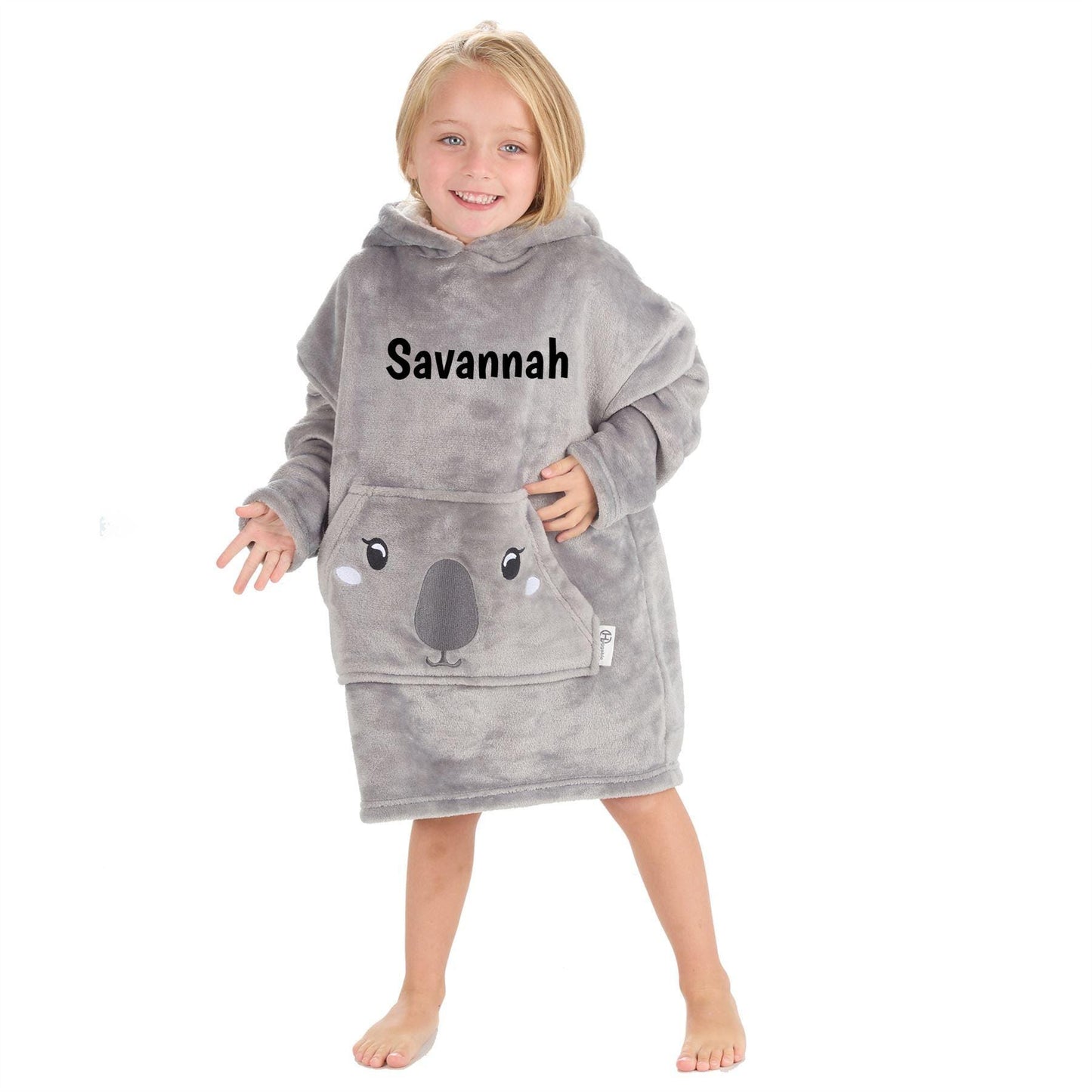 Personalised Koala Design Childs Fleece Oversized Hoodie  Soft and Cosy Personalised with Embroidery Two sizes from 18 months to 6 years