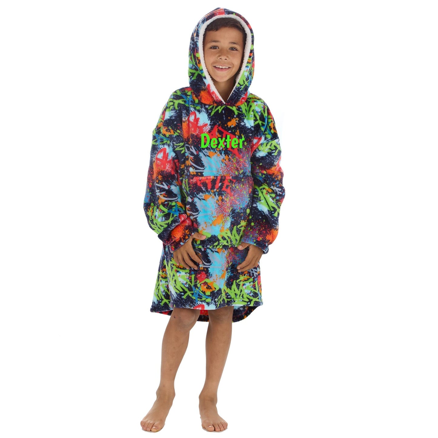 Boys Oversized Hoodies Graffiti Design Ultimate Comfort Personalised with Embroidery