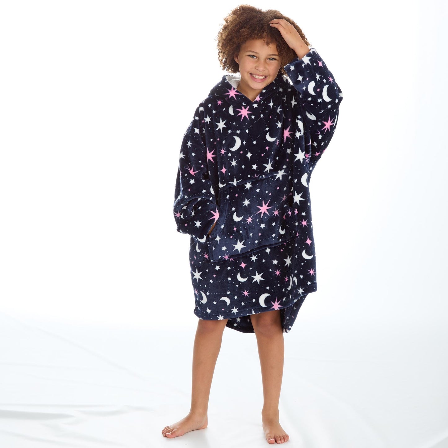 Older Girls Moon and Stars Personalised Over Sized Hoodie Wearable Blanket Loungewear