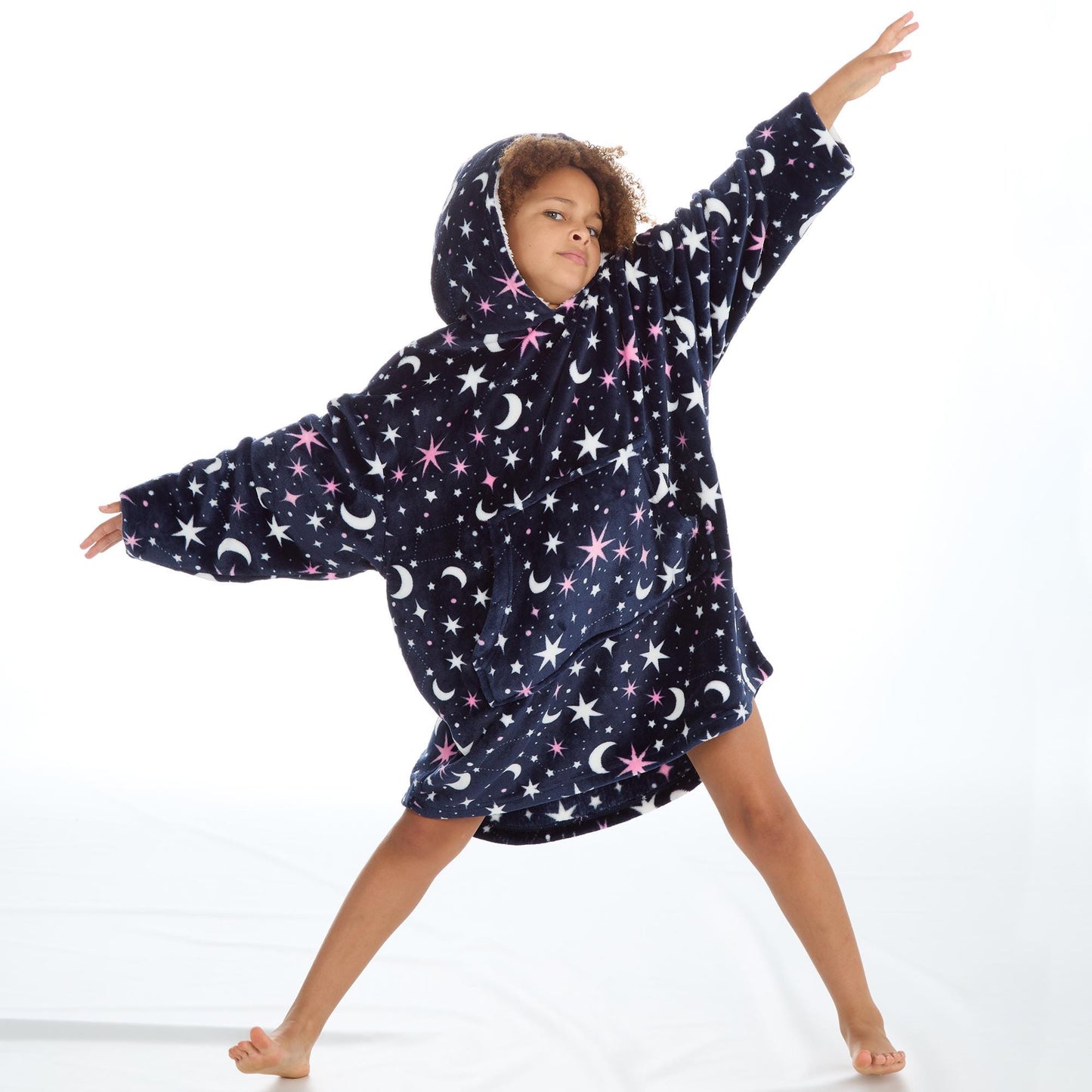 Older Girls Moon and Stars Personalised Over Sized Hoodie Wearable Blanket Loungewear