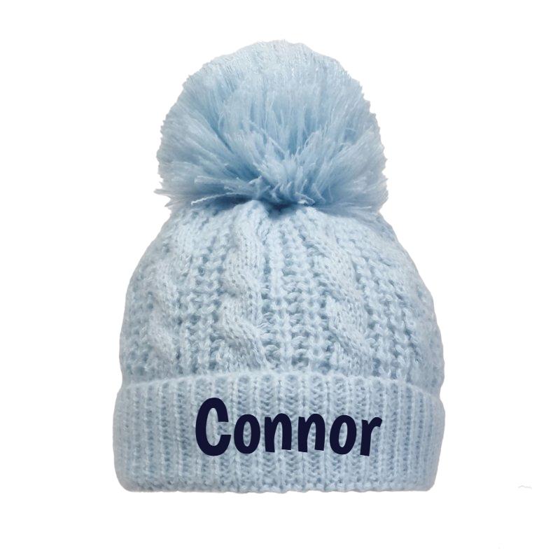 Personalised Baby Pom Pom Hat 0-12 Months Super Soft
