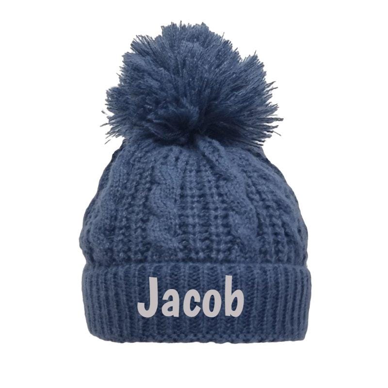 Personalised Baby Pom Pom Hat 0-12 Months Super Soft