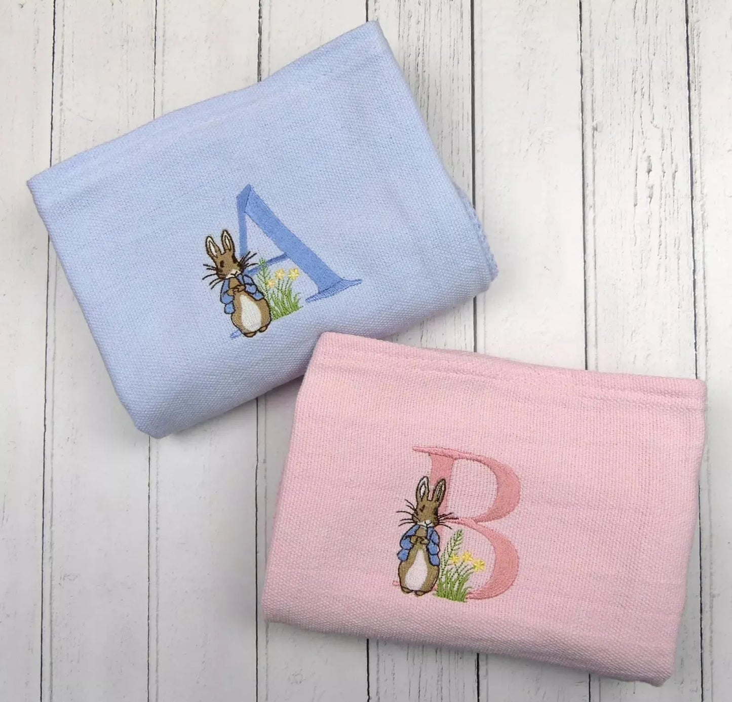 Personalised Peter Rabbit Baby Blanket 110x70cm Cotton Cellular Soft Newborn Gift Nursery Keepsake
