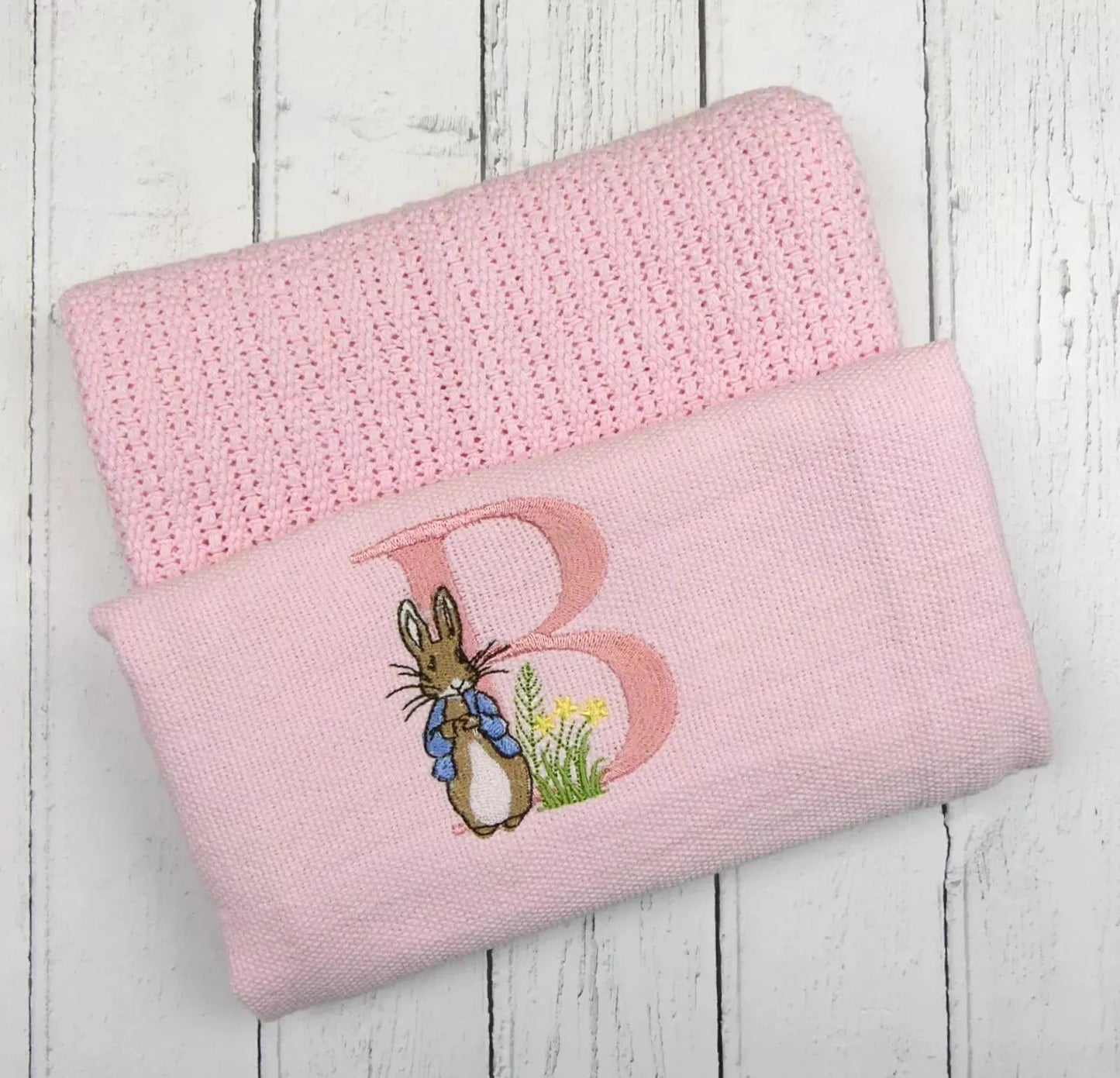 Personalised Peter Rabbit Baby Blanket 110x70cm Cotton Cellular Soft Newborn Gift Nursery Keepsake