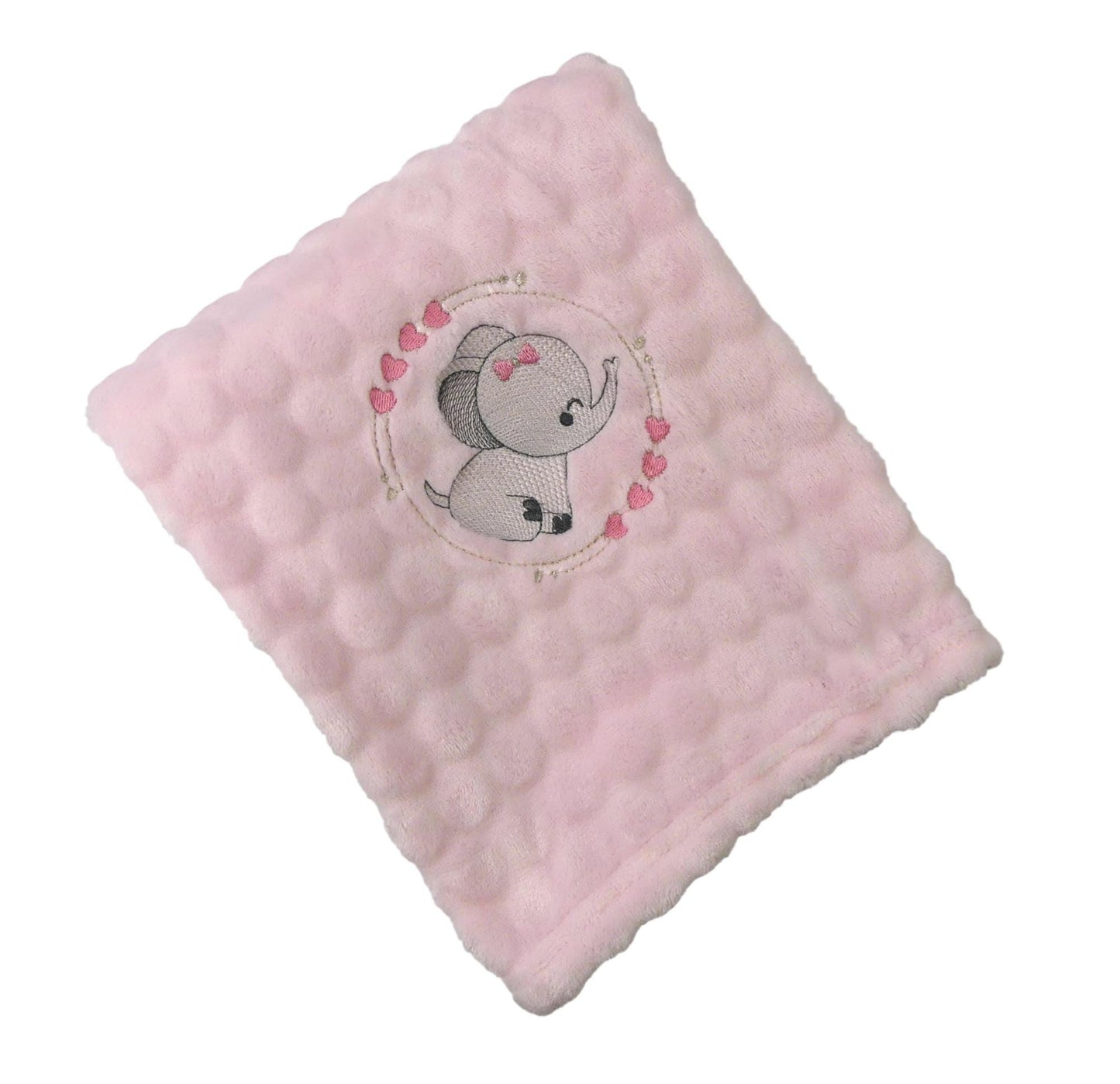 Baby Textured Velour Blanket Adorable Elephant Motif Embroidery and Elephant Comforter Baby Name added with embroidery Ideal New baby Gift