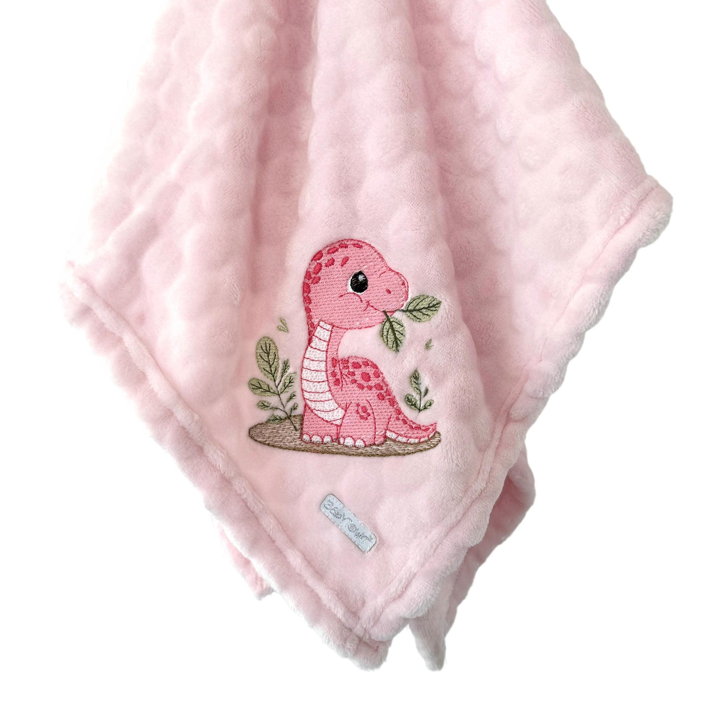 Baby Girls Dinosaur Embroidered Blanket Personalised with Baby's Name 90cm x 70cm