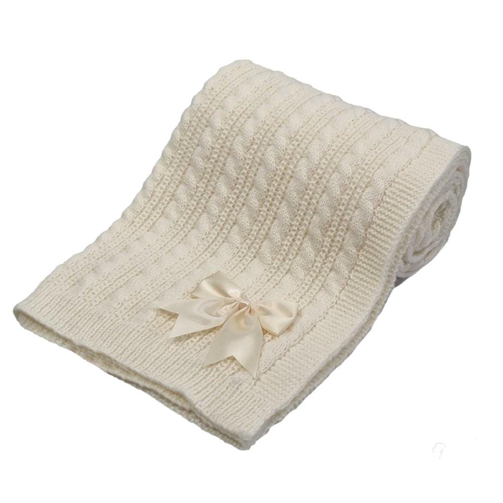 Personalised Cable Knit Baby Blanket  Soft, Warm & Washable  Newborn Gift Idea