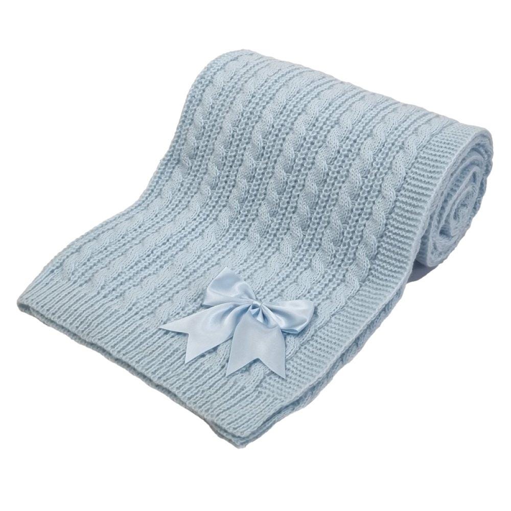 Personalised Cable Knit Baby Blanket  Soft, Warm & Washable  Newborn Gift Idea