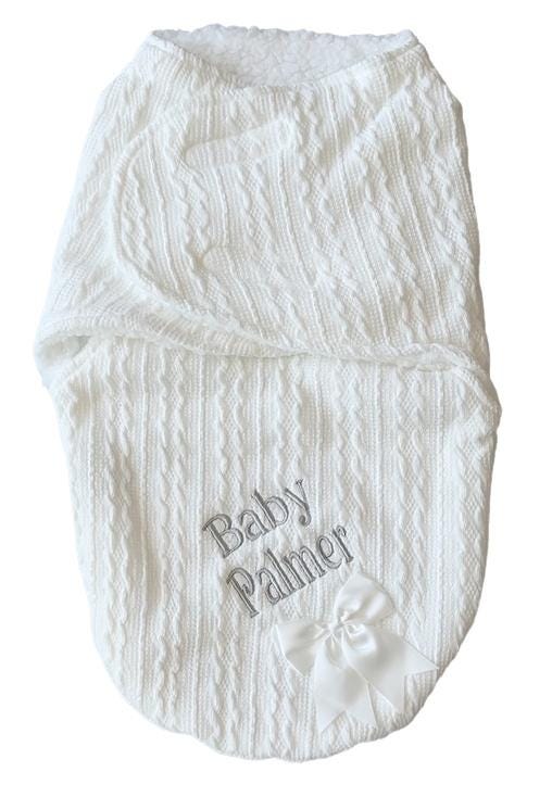Personalised Fleece-Lined Baby Swaddle Blanket  Cosy Newborn Wrap & Gift
