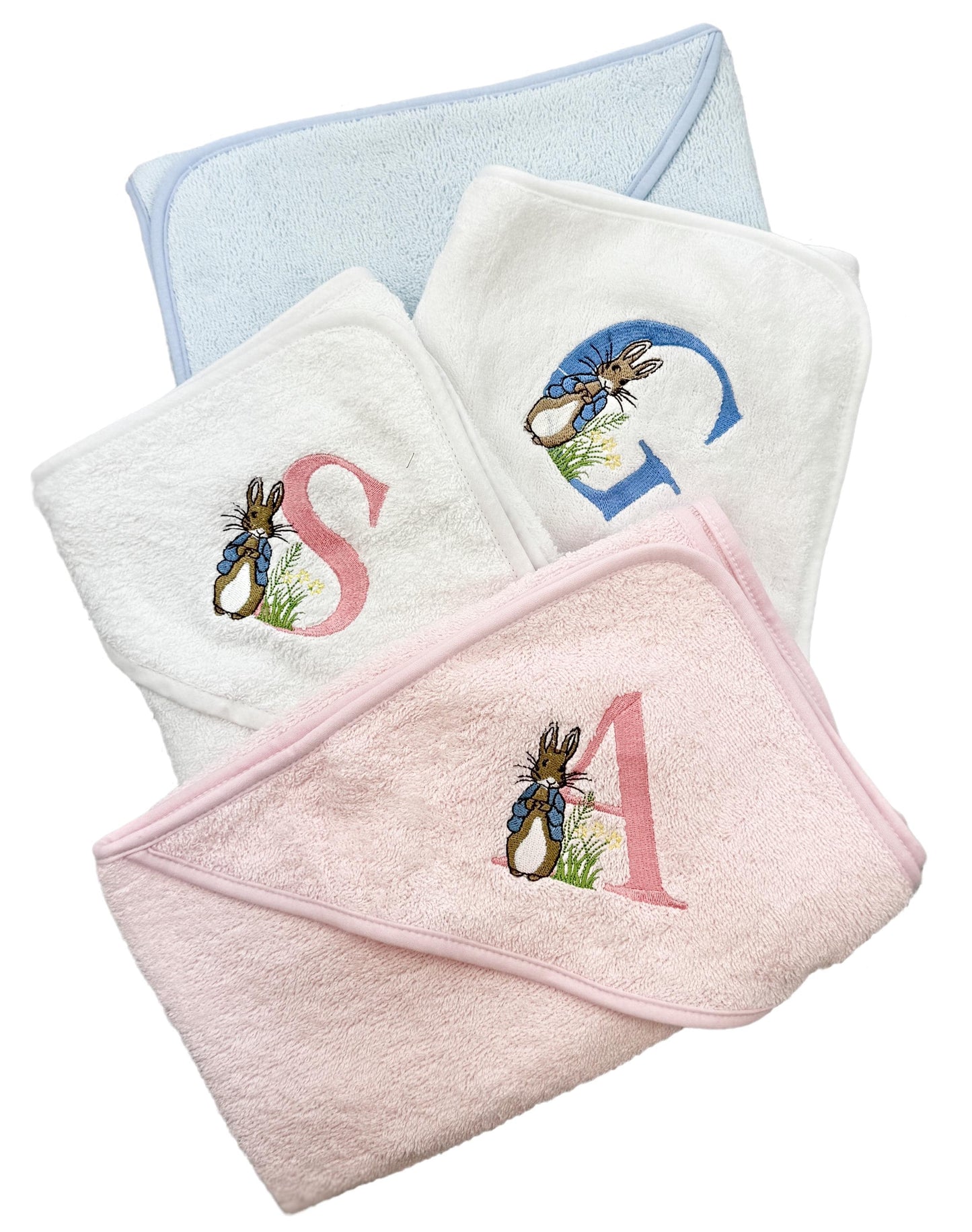 Personalised Hooded Baby Towel - Peter Rabbit Soft, Monogrammed White Cotton Bath Wrap - 75x70cm Baby Shower Gift