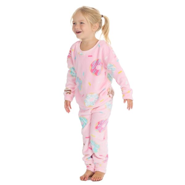 Girls Personalised with Embroidery Fleecy Pyjamas Lounge Set 2-13 Years