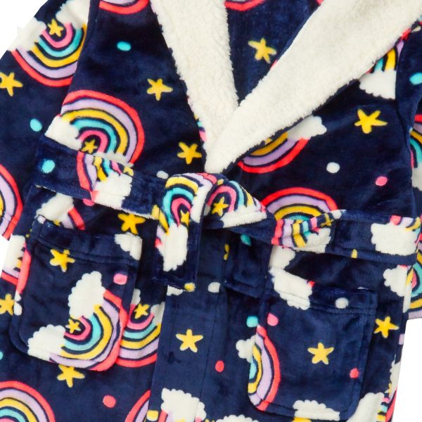 Girls Fleece Rainbow Robe 2-13 Years Gorgeous Soft Flannel Fleece