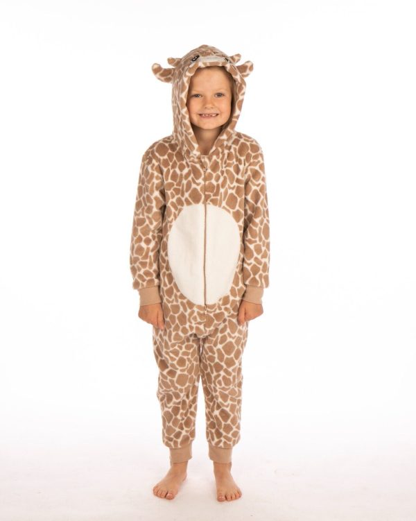 Kids All In One Pyjamas Jumpsuit Fleecy One Piece Cute Giraffe 2-13 Years Gift