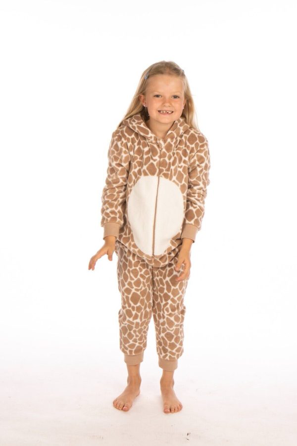 Kids All In One Pyjamas Jumpsuit Fleecy One Piece Cute Giraffe 2-13 Years Gift