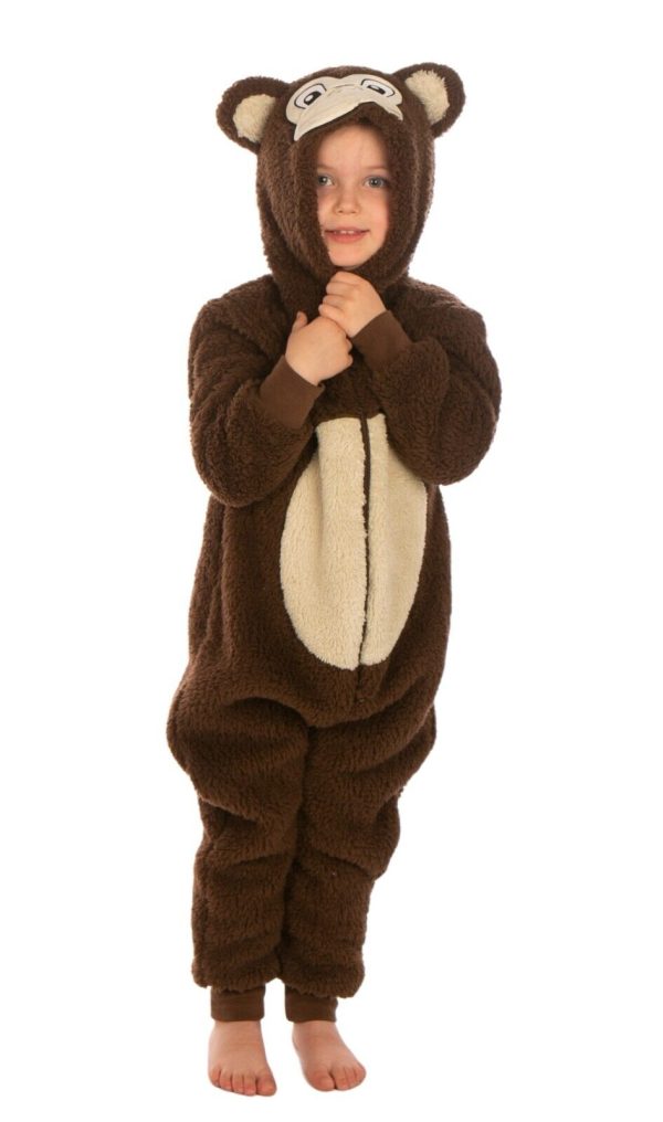 Kids All In One Monkey Fleecy Sleepwalker One-Piece Sleepsuit Pyjamas 2-13