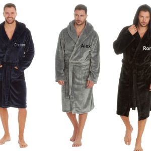 Personalised Hooded Men's Bathrobes Personalised with Embroidery Great for Fathe