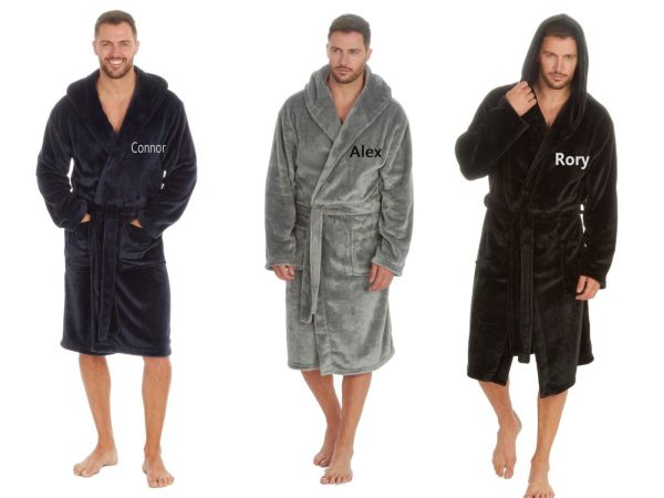 Personalised Hooded Men's Bathrobes Personalised with Embroidery Great for Fathe