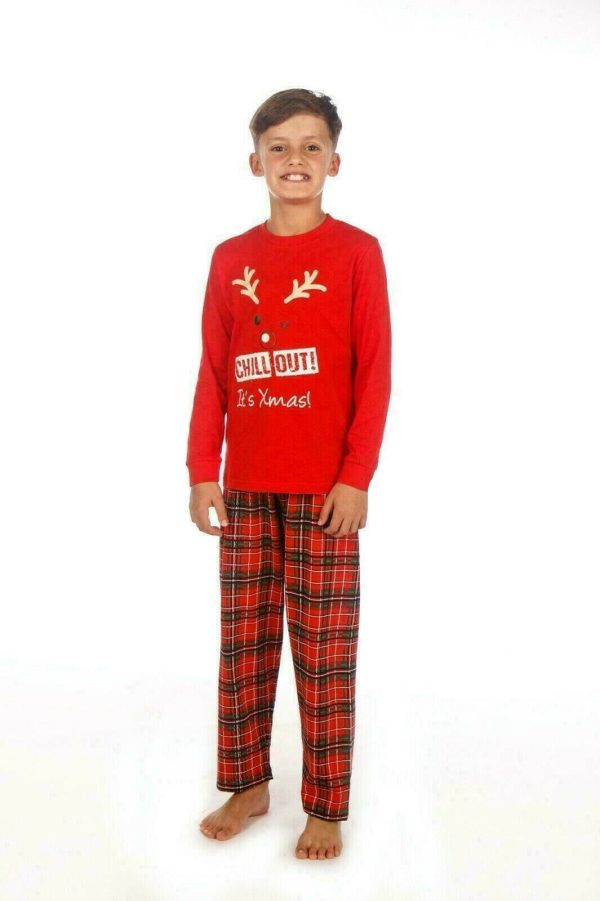 Family Matching Christmas Pyjamas Mum Dad Teens Kids 'Chill Out Its Xmas'