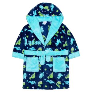 Personalised Boys Dressing Gown Dinosaur Multiprint 6 months to 6 Years