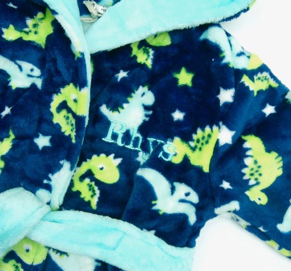 Personalised Boys Dressing Gown Dinosaur Multiprint 6 months to 6 Years