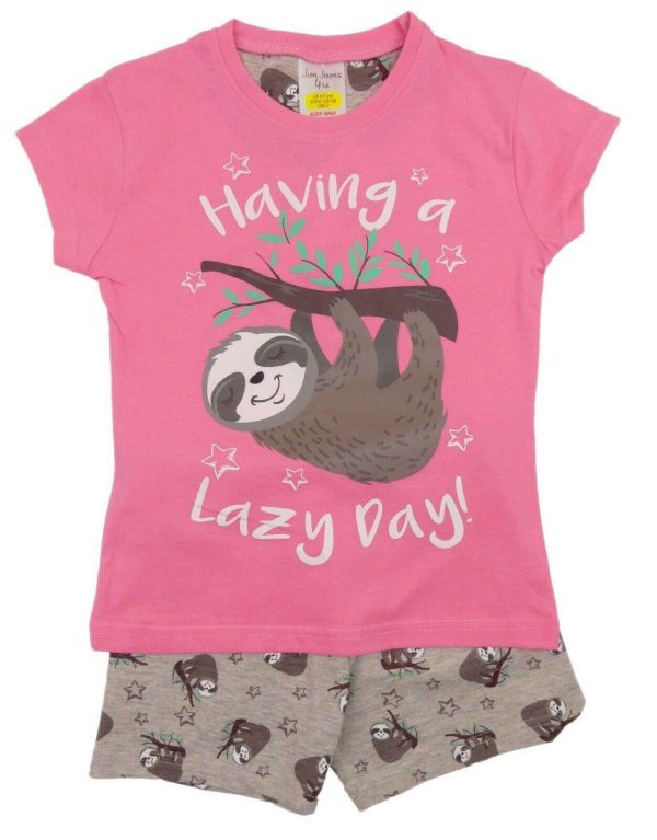 Girls Pyjamas Cute Sloth Loungewear Short and Long 5-6 Years to 13 Years