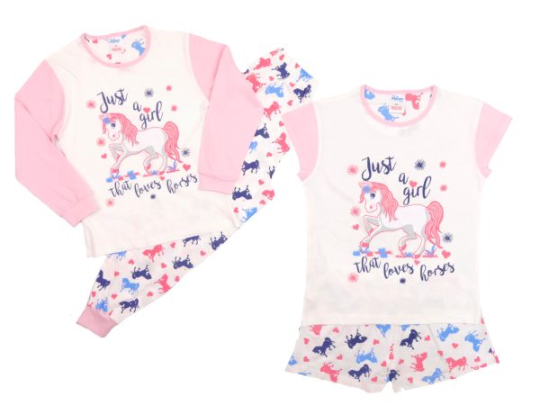 Girls Pyjamas 'Girls Who Love Horses' 5-13 Years Long and Short Designs