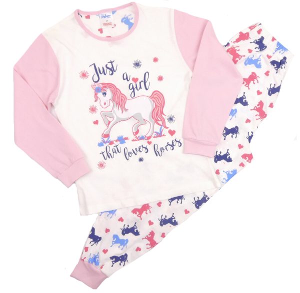 Girls Pyjamas 'Girls Who Love Horses' 5-13 Years Long and Short Designs