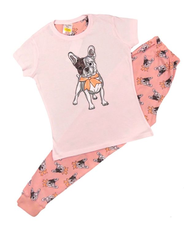 Girls Pyjamas Cute French Bulldog Loungewear Style 5-6 Years up to 16 Years