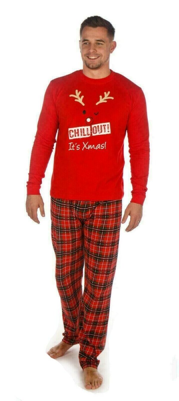 Family Matching Christmas Pyjamas Mum Dad Teens Kids 'Chill Out Its Xmas'