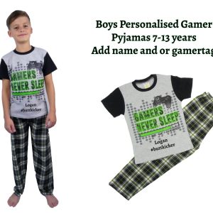 Boys Gamer Pyjamas 9-13 Years Personalised Ideal For Sleepover Gaming Parties