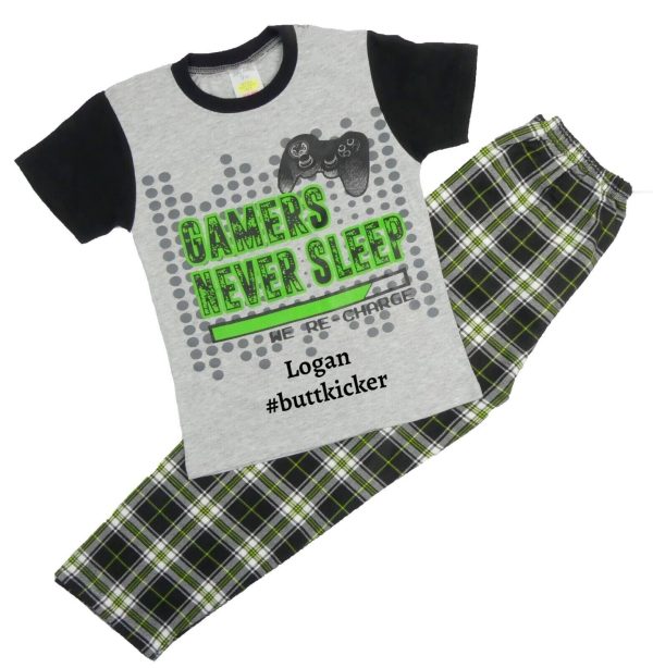 Boys Gamer Pyjamas 9-13 Years Personalised Ideal For Sleepover Gaming Parties